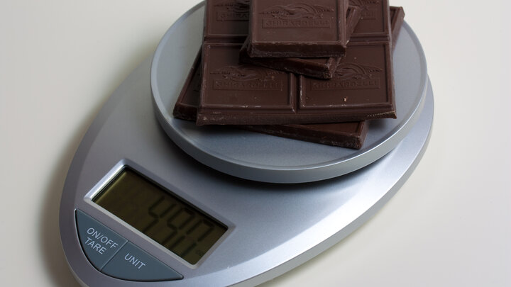 Kitchen Scale with Chocolate on it